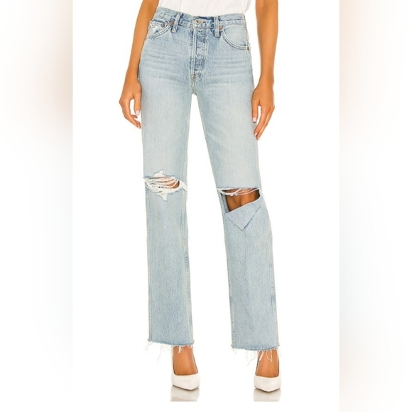 Re/Done Denim - RE/DONE 90s High Rise Loose RE/DONE Bleach Destroy​